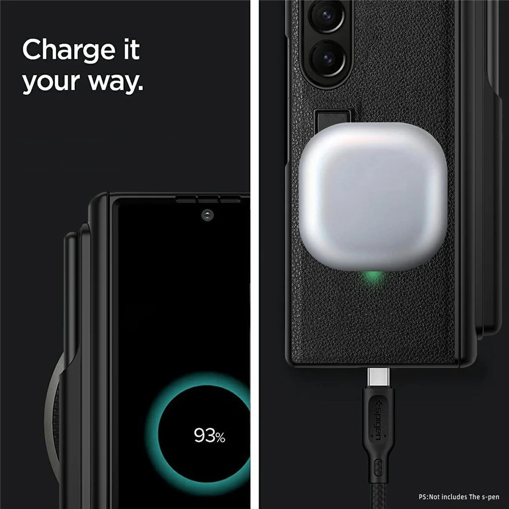 For Samsung Galaxy Z Fold6 5G Case Kickstand PC+TPU Phone Cover with Pencil Slot - Black - 5