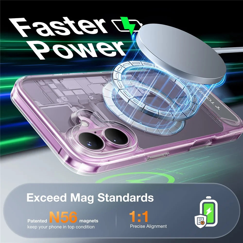 TORRAS Ostand L1 Series For iPhone 16 Case Kickstand TPU+PC Phone Cover Compatible with MagSafe - Transparent - 5