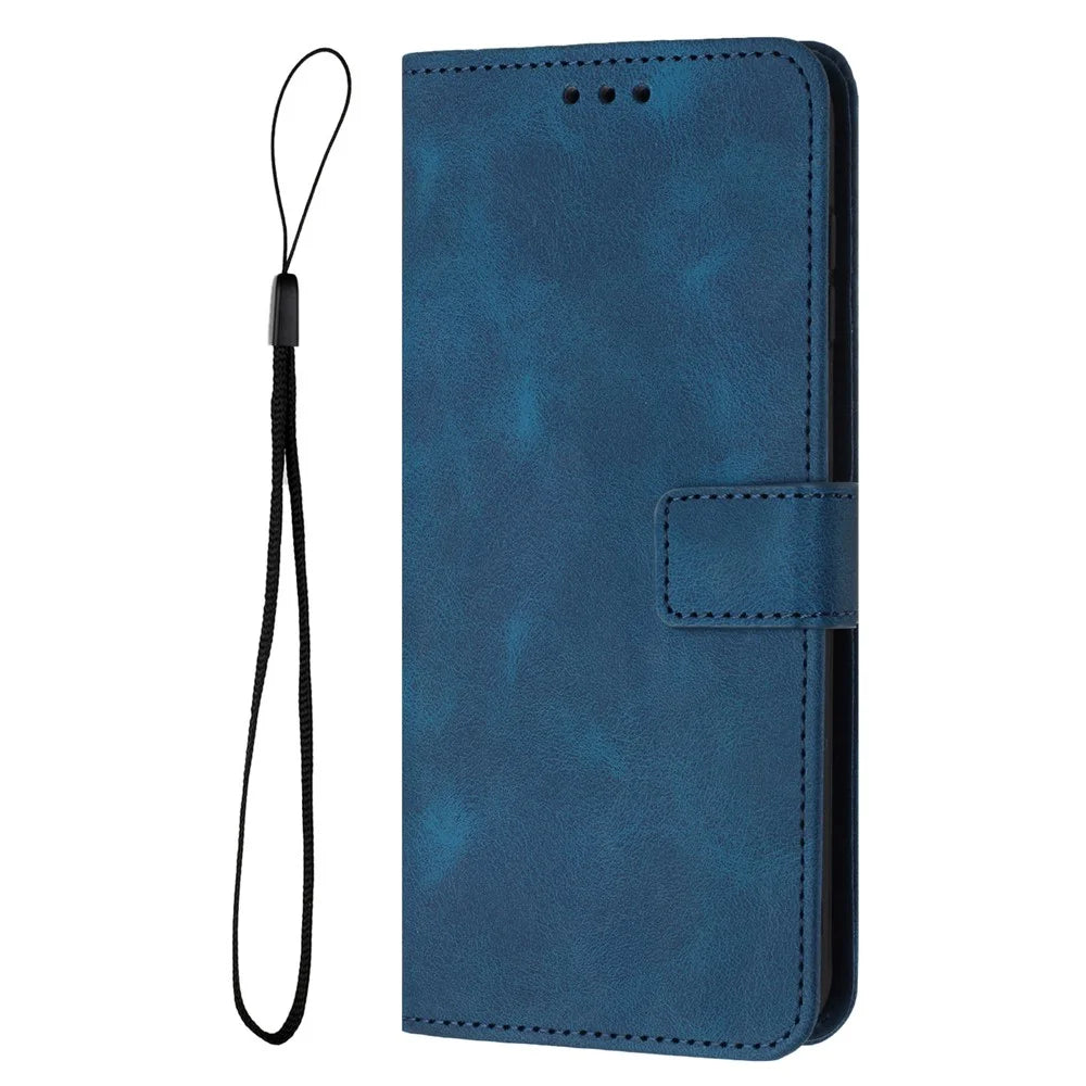 For Samsung Galaxy S24 FE Leather Case Solid Color Wallet Protective Phone Cover - Blue - 7