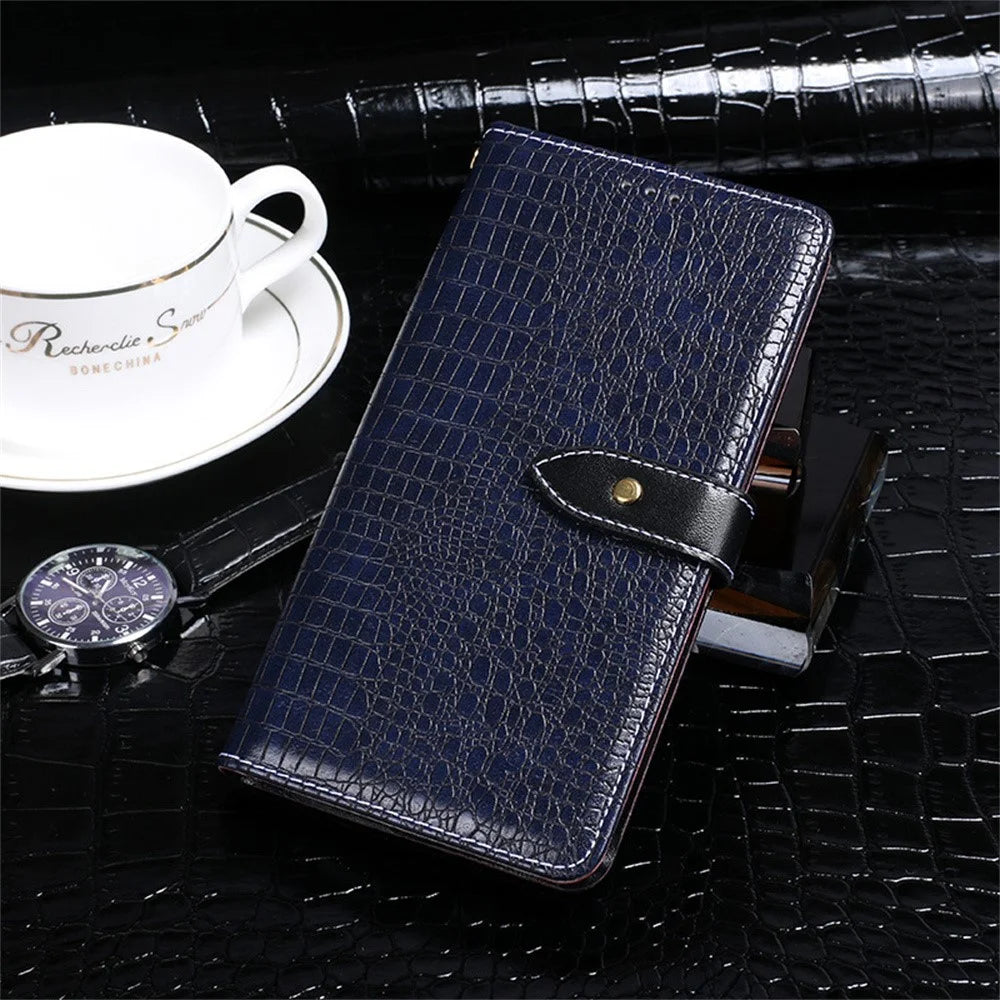 IDEWEI For iPhone 16 Pro Case Crocodile Texture PU Leather Flip Phone Cover - Blue - 5