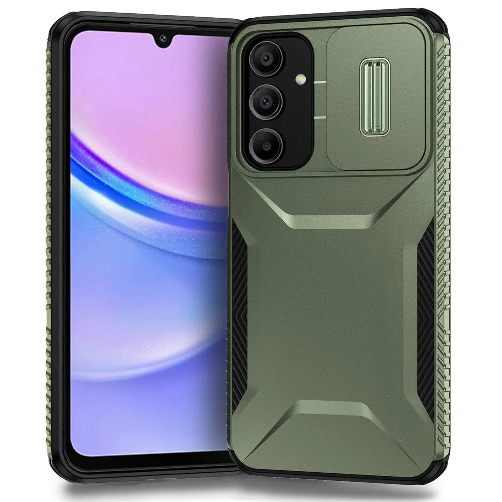 For Samsung Galaxy A16 5G / A16 4G Case Camshield TPU+PC Phone Cover Non-Slip Side Edge - Green - 1
