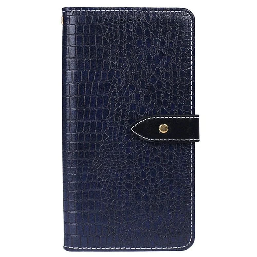 IDEWEI For Samsung Galaxy S25 Case Crocodile Texture PU Leather Flip Phone Cover - Blue - 4