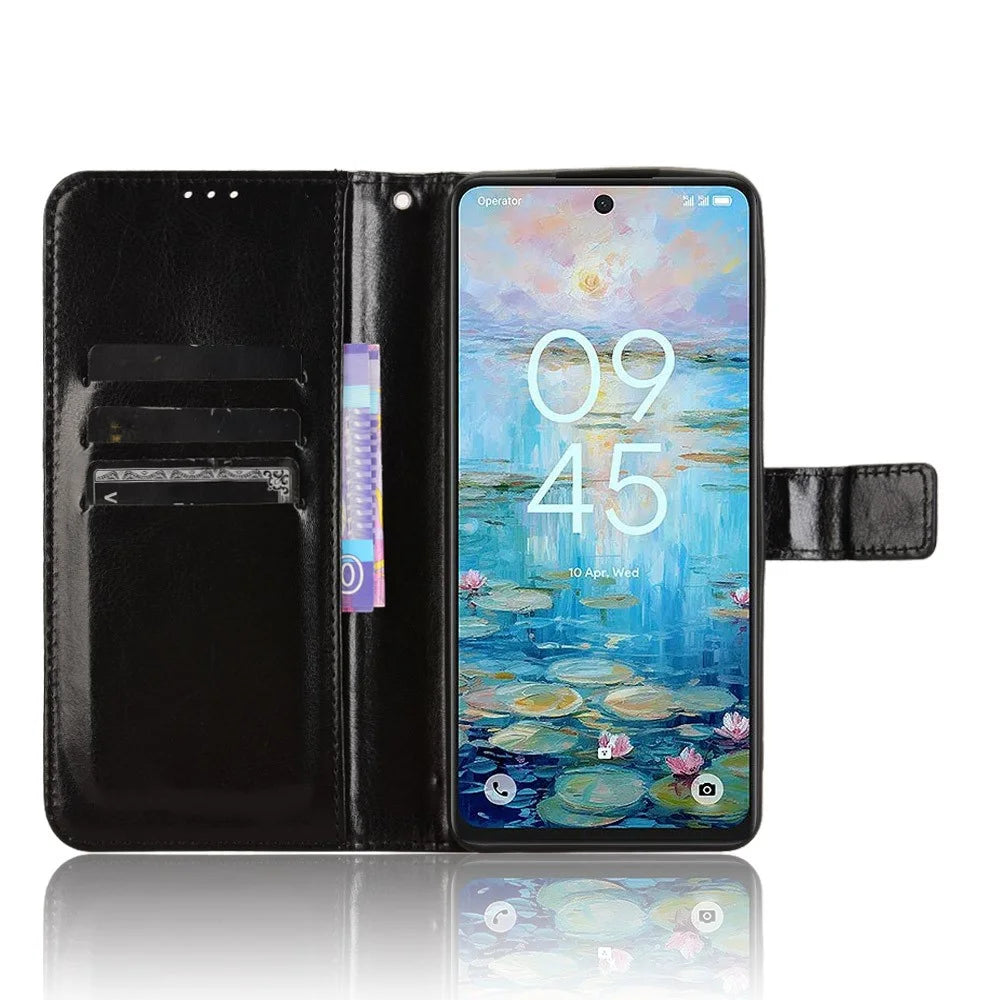 For TCL 50 Pro Nxtpaper 5G / 50 Nxtpaper 5G / TCL P10 / 60 XE NxtPaper 5G Case Crazy Horse Texture PU Leather Phone Wallet Cover - Black - 2