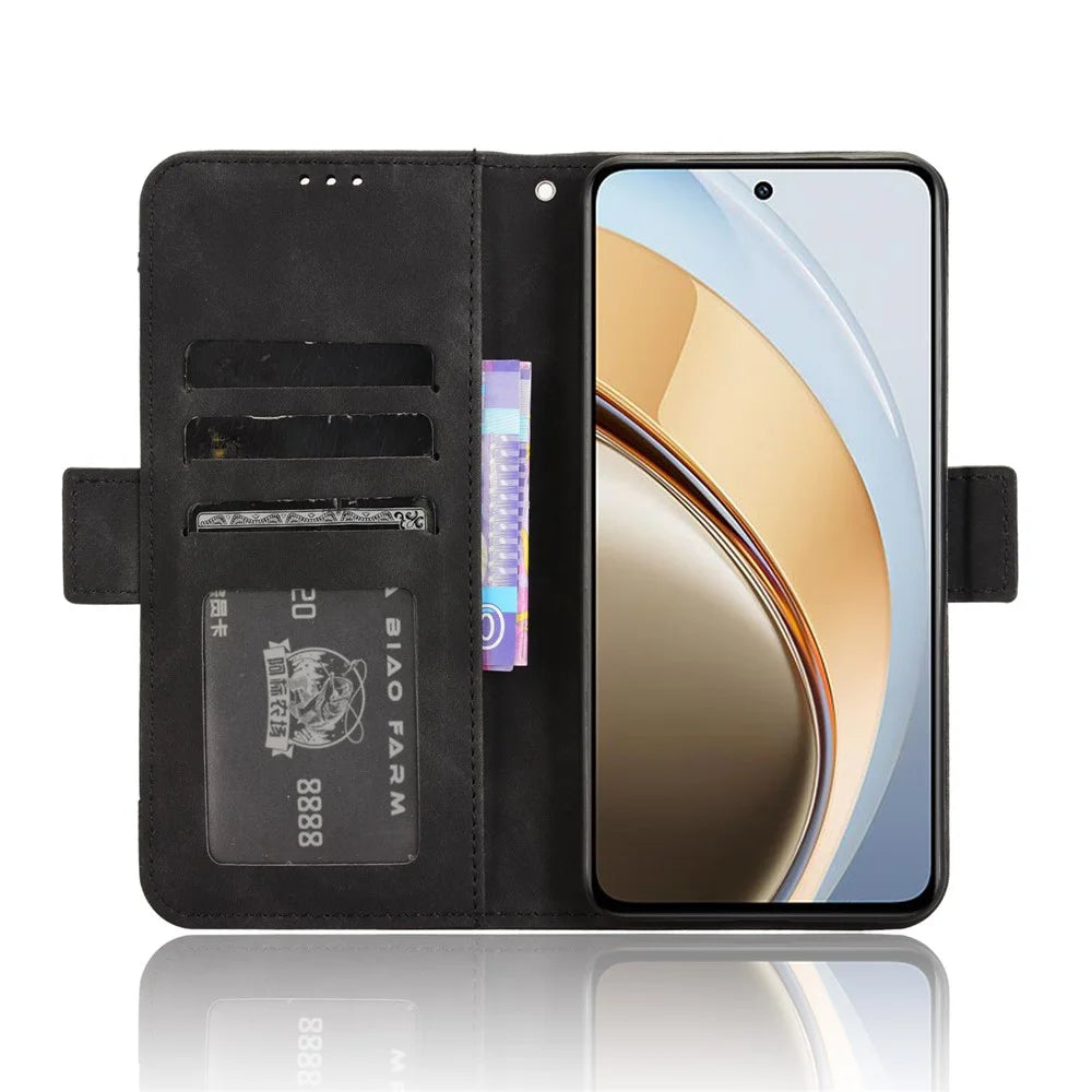 For vivo V40 Lite (Indonesia) 4G / 5G Leather Case Phone Wallet Cover with Multiple Card Slots - Black - 3
