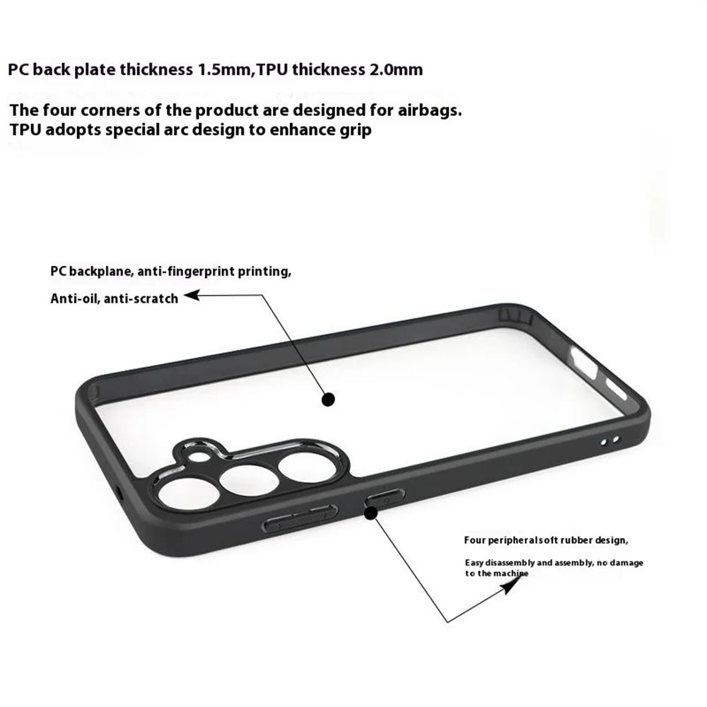 For Samsung Galaxy S25 Case Shockproof PC+TPU Clear Back Phone Cover - 3