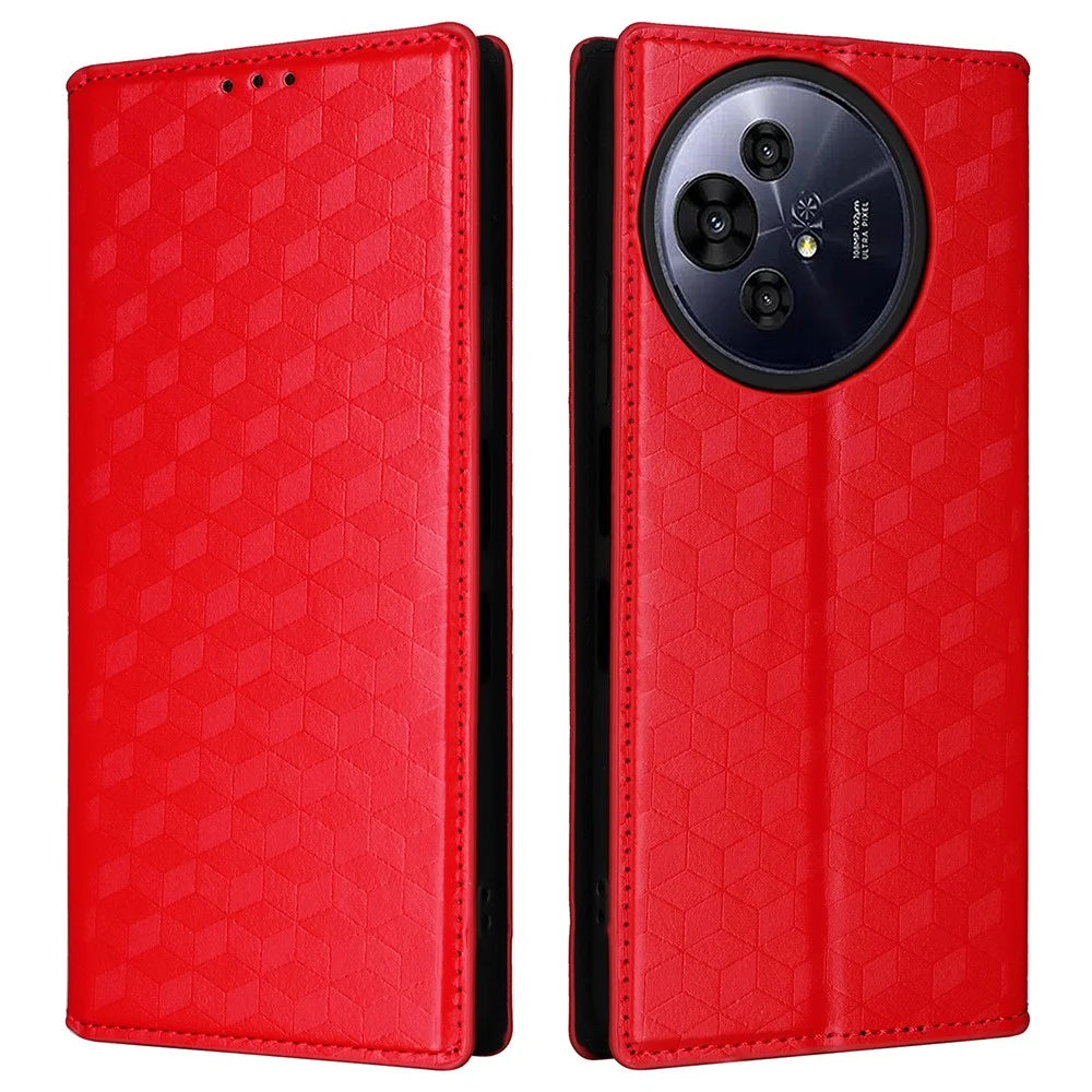 For TCL 50 Pro Nxtpaper 5G / 50 Nxtpaper 5G / TCL P10 / 60 XE NxtPaper 5G Wallet Case Rhombus Imprinted Leather Phone Cover - Red - 1
