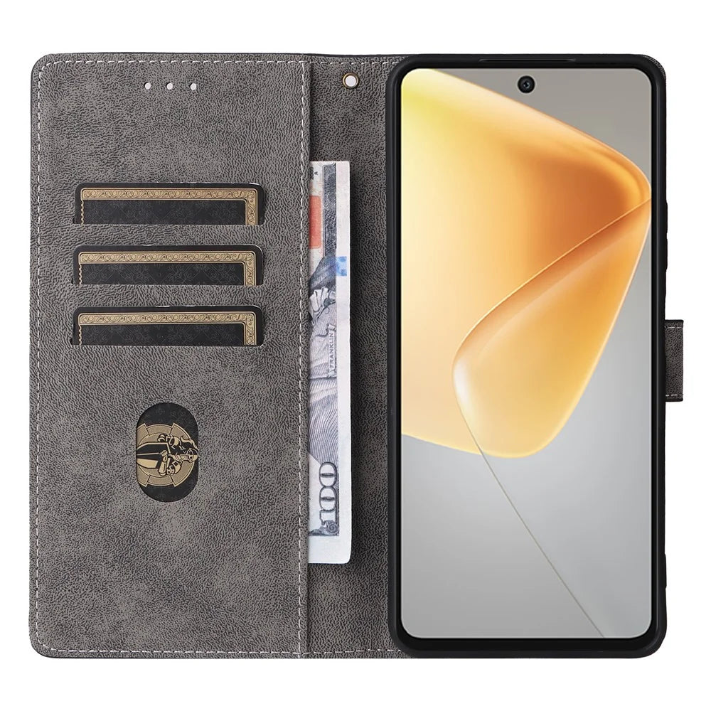 For Infinix Hot 50 4G X6882 Wallet Case RFID Blocking PU Leather Cover Stand View - Black - 2