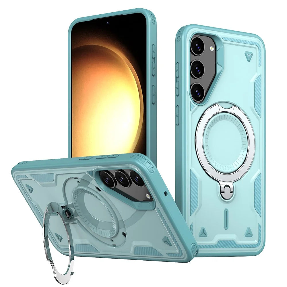 For Samsung Galaxy S23+ Case Magnetic Case Military Protection PC+TPU Kickstand Phone Cover - Baby Blue - 1