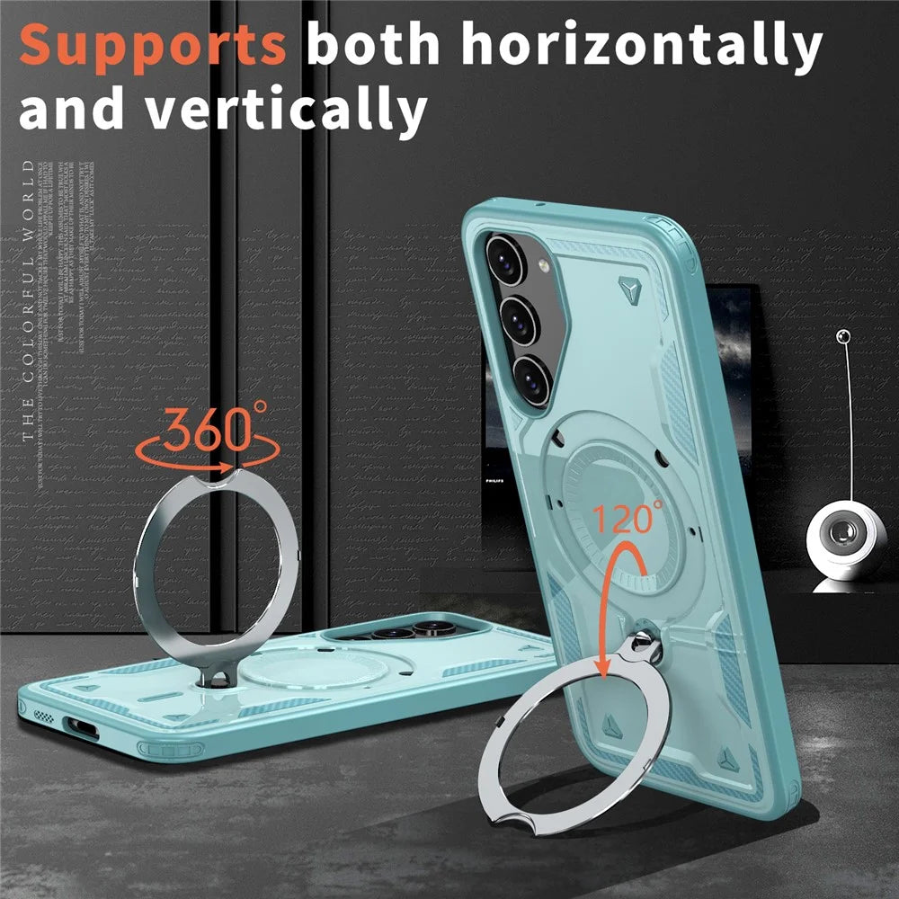 For Samsung Galaxy S23+ Case Magnetic Case Military Protection PC+TPU Kickstand Phone Cover - Baby Blue - 6