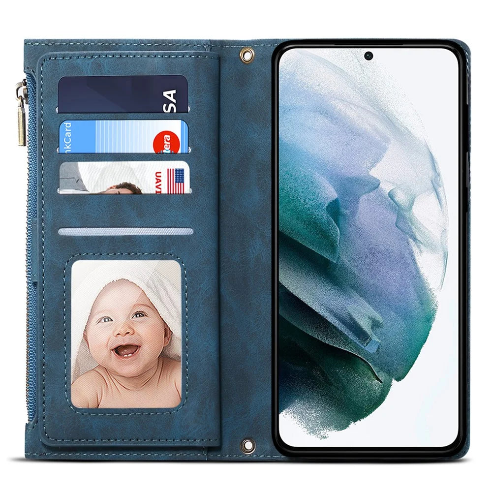 ESEBLE Star Series For Samsung Galaxy S25 Ultra Case Zipper Wallet Leather Stand Phone Cover - Blue - 2