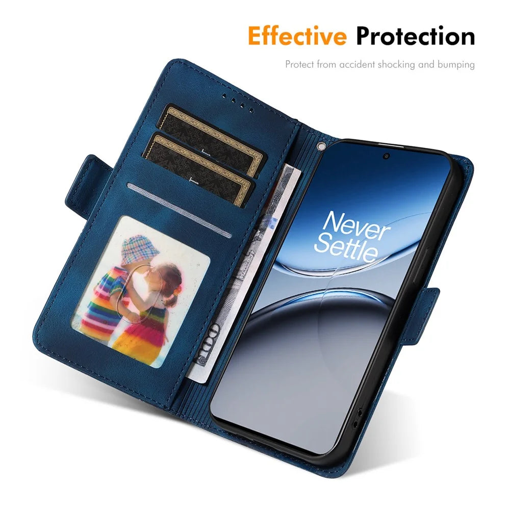 ENKAY For OnePlus Nord 4 Wallet Case  Imprint PU Leather Phone Stand Cover with Tempered Glass - Black - 5