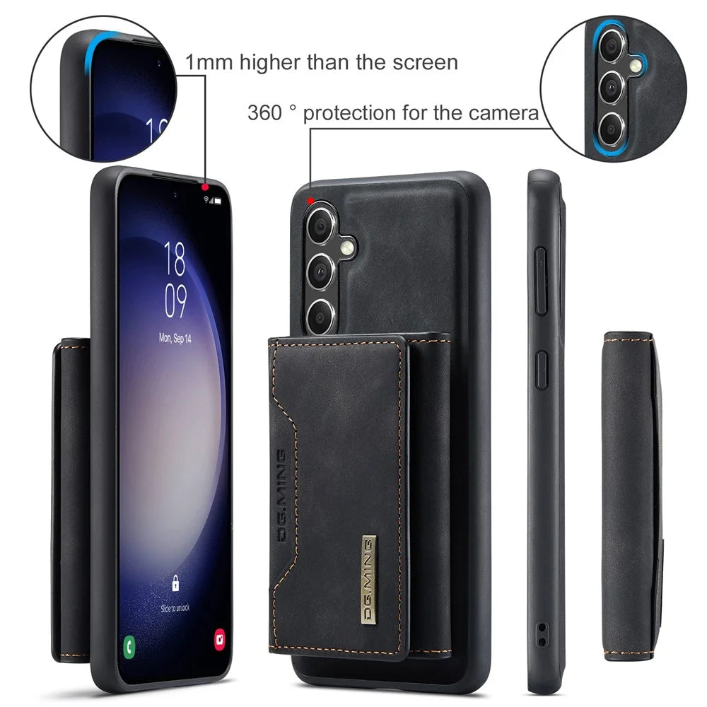DG.MING M2 Series for Samsung Galaxy A16 5G / A16 4G Case PU+PC+TPU Phone Cover Detachable Wallet - Black - 7