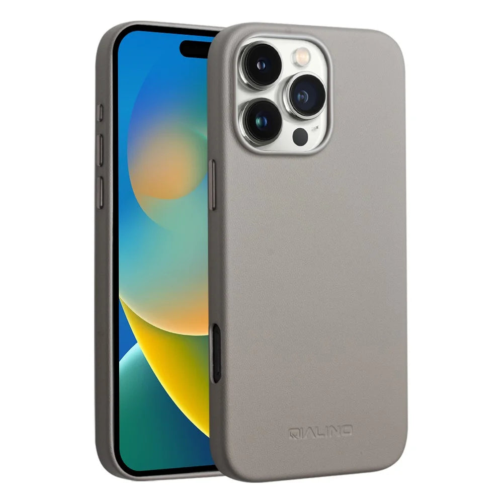 QIALINO For iPhone 16 Pro Case PC+Silicone Phone Cover Compatible with MagSafe - Grey - 1