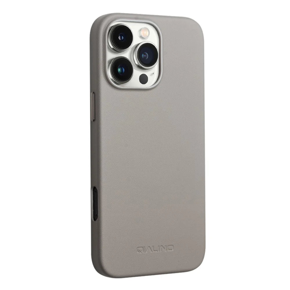 QIALINO For iPhone 16 Pro Case PC+Silicone Phone Cover Compatible with MagSafe - Grey - 2