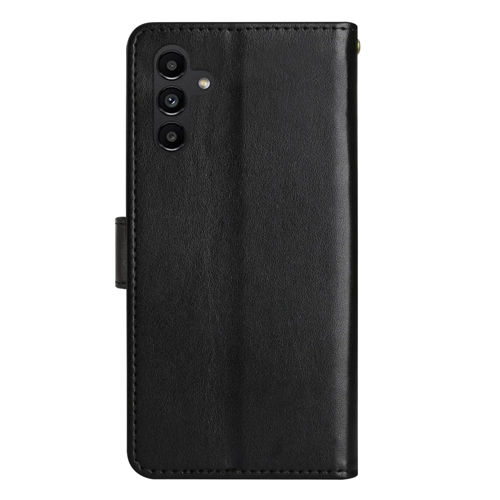 For Samsung Galaxy S25+ Case PU Leather Phone Wallet Cover with Strap - Black - 7