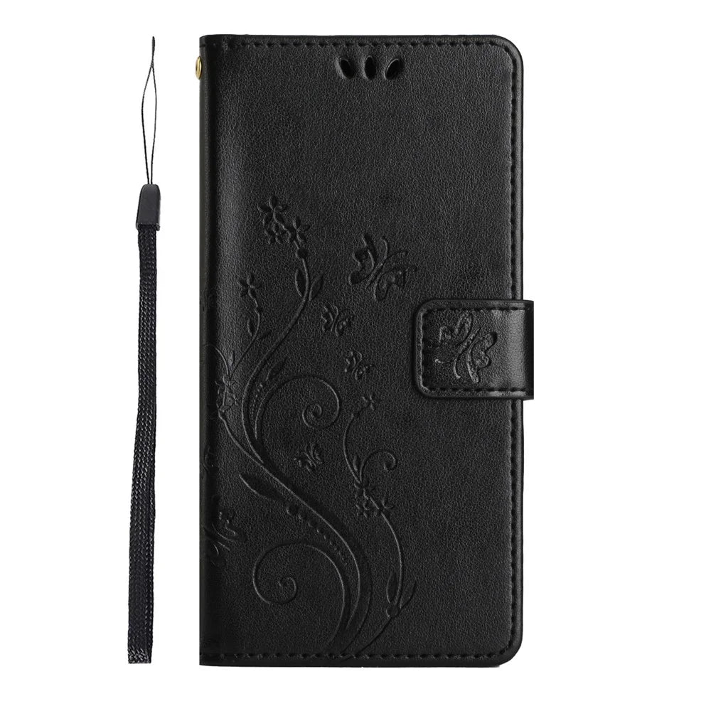 For Samsung Galaxy S25 Ultra Case PU Leather Phone Wallet Cover with Strap - Black - 6