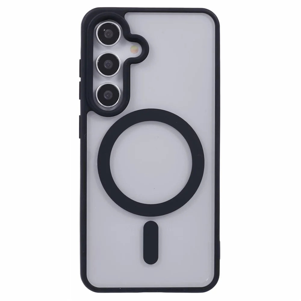 For Samsung Galaxy S23 FE Magnetic Case Shockproof PC+TPU Clear Phone Cover - Black - 3