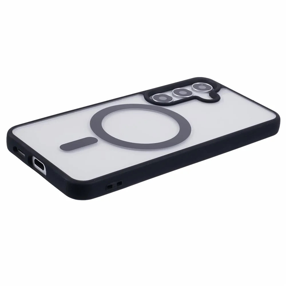 For Samsung Galaxy S23 FE Magnetic Case Shockproof PC+TPU Clear Phone Cover - Black - 5