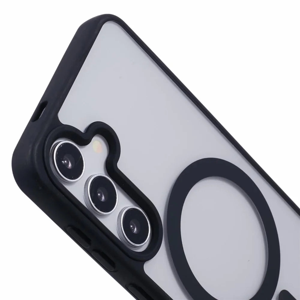 For Samsung Galaxy S23 FE Magnetic Case Shockproof PC+TPU Clear Phone Cover - Black - 6
