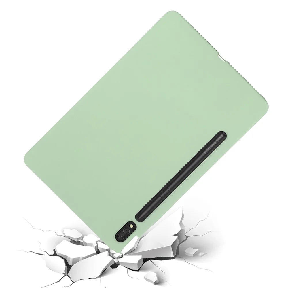 For Samsung Galaxy Tab S10 Ultra / S9 Ultra Case Liquid Silicone Anti-Scratch Tablet Cover - Green - 3
