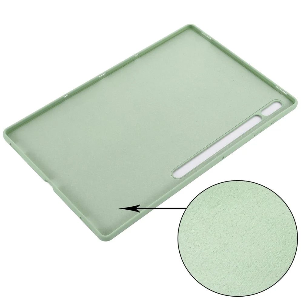 For Samsung Galaxy Tab S10 Ultra / S9 Ultra Case Liquid Silicone Anti-Scratch Tablet Cover - Green - 5