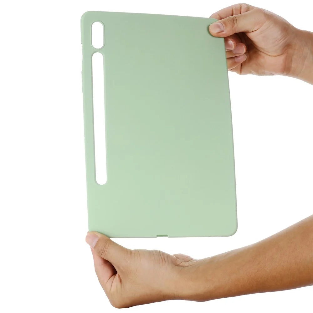 For Samsung Galaxy Tab S10 Ultra / S9 Ultra Case Liquid Silicone Anti-Scratch Tablet Cover - Green - 7