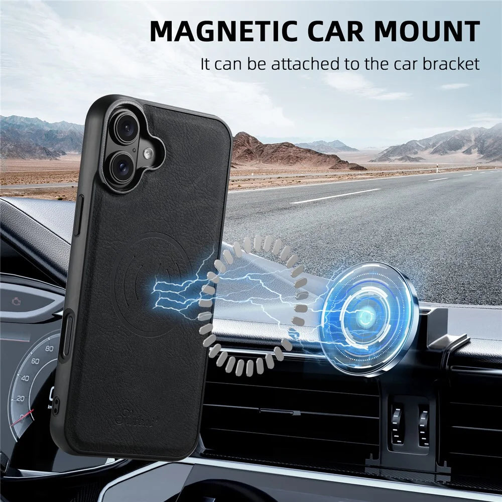 SUTENI H16 For iPhone 16 Magnetic Case Kickstand Phone Cover Detachable Card Holder - Black - 7