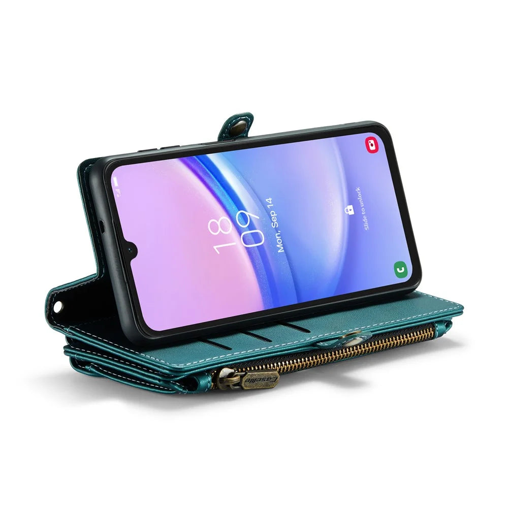 CASEME For Samsung Galaxy A16 5G / A16 4G Leather Case  C36 Zipper Multiple Card Slots Phone Cover with Straps - Green - 4
