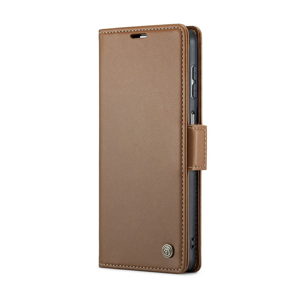 CASEME For Samsung Galaxy A16 5G / A16 4G Leather Case  023 RFID Blocking 3 Card Slot Mobile Cover - Brown - 2