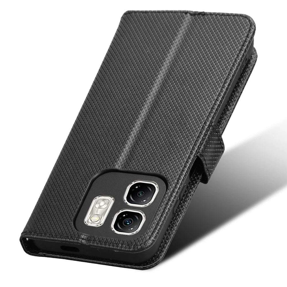 For Infinix Hot 50i 4G X6531 / Smart 9 4G X6532 Case PU Leather Diamond Texture Wallet Phone Cover - Black - 5