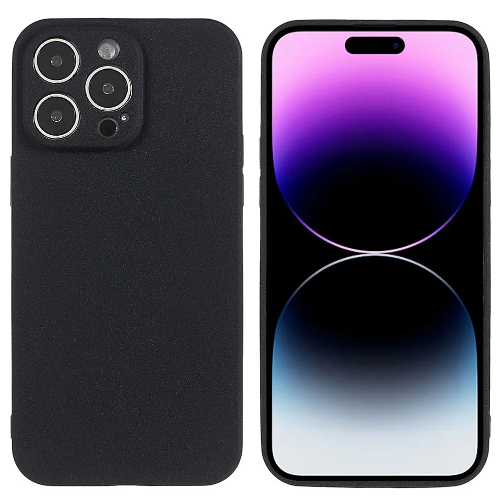For iPhone 14 Pro Anti-scratch Phone Back Case Double-Sided Matte Soft TPU Anti-fingerprint Phone Cover - Black - 1