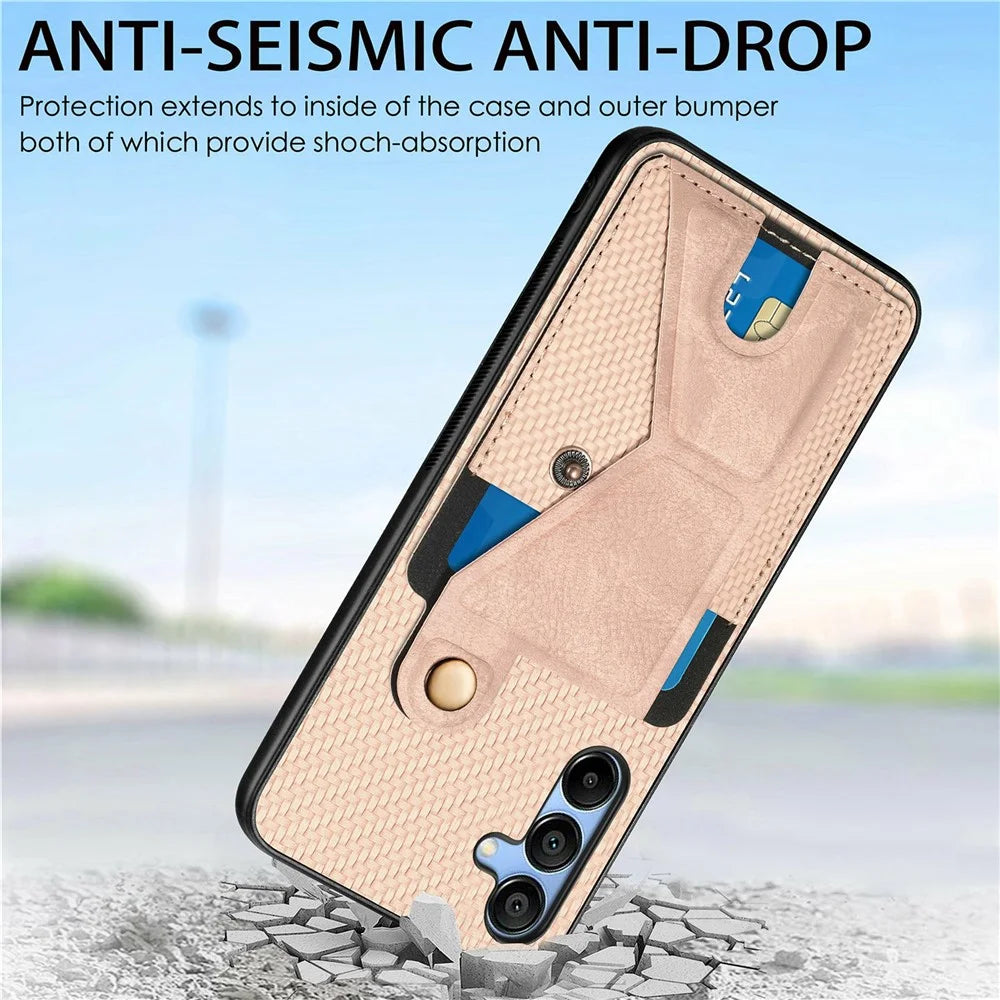 For Samsung Galaxy A16 5G / A16 4G Case K-Shaped Kickstand Leather+PC+TPU Phone Cover - Black - 5