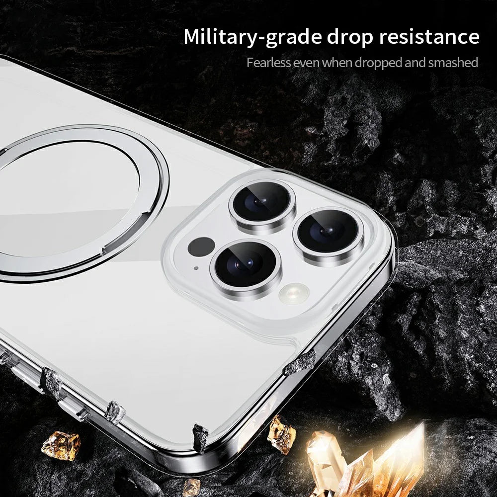 XUNDD Zero Sense Series For iPhone 16 Pro Max Case Compatible with MagSafe Rotating Kickstand PC+TPU Phone Cover - 4