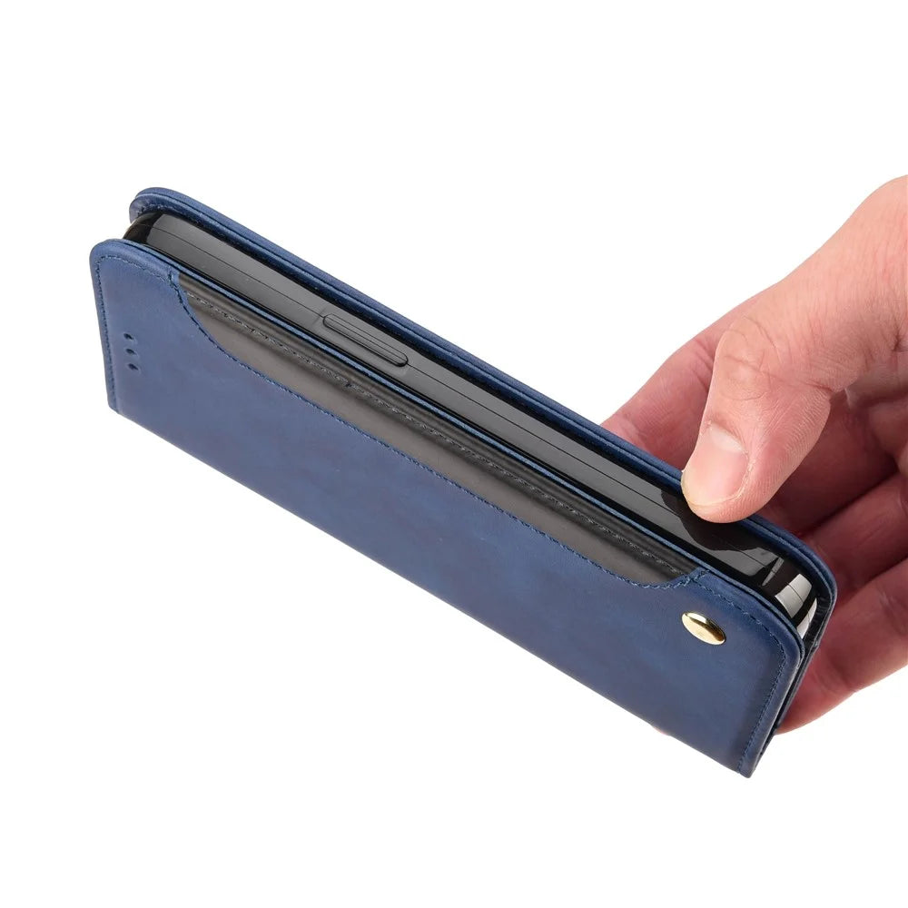 For Samsung Galaxy A16 5G / A16 4G Case PU Leather Shockproof Protection Wallet Phone Cover - Blue - 4