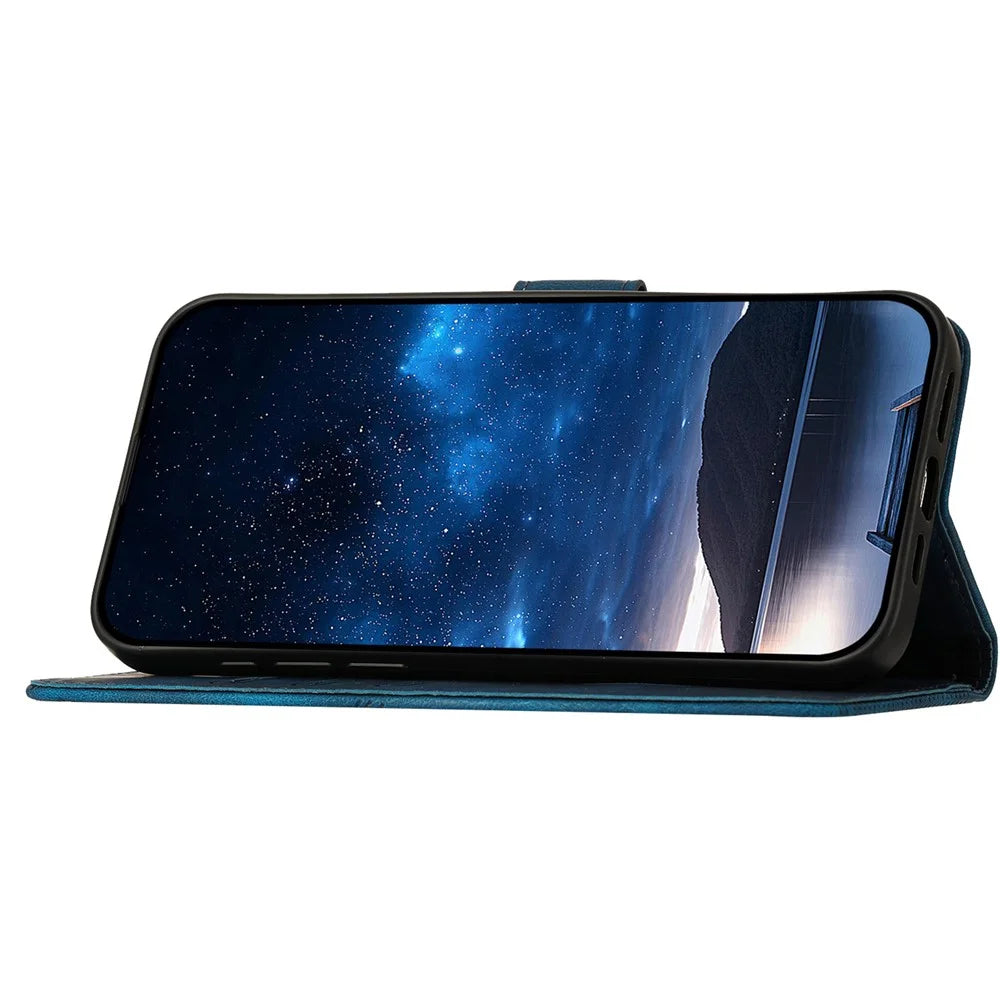 YX0080 For Samsung Galaxy S25 Ultra Case Butterfly Imprint Leather Wallet Phone Cover - Sapphire - 3