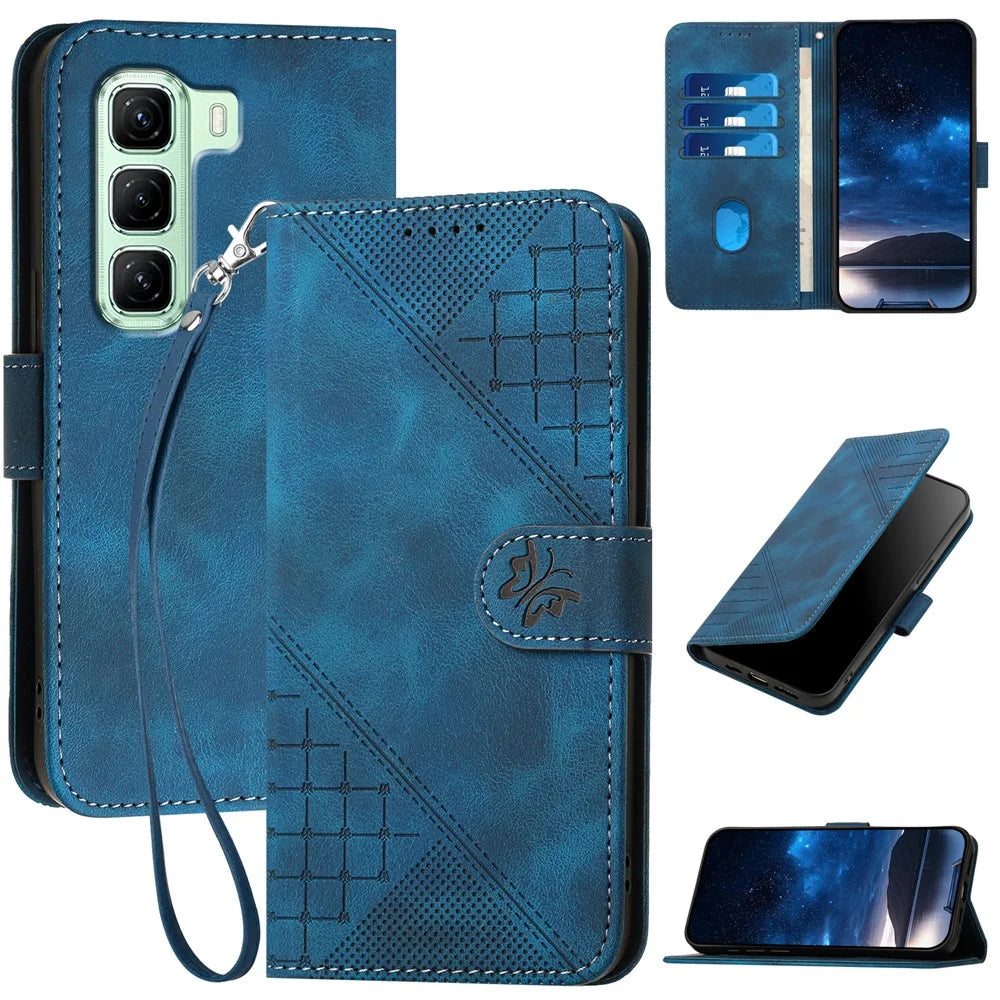 YX0080 For Infinix Hot 50 5G Case Butterfly Imprint Leather Wallet Phone Cover - Sapphire - 1