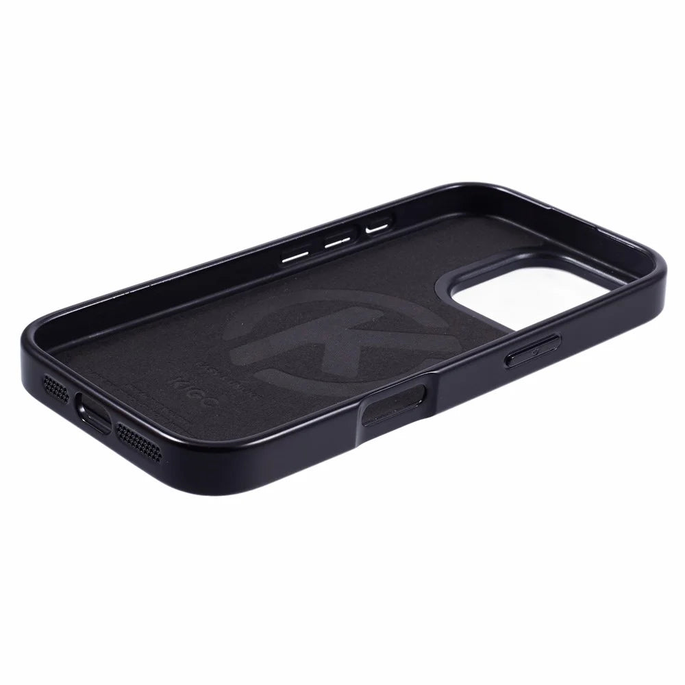 KIGC For iPhone 16 Pro Case Compatible with MagSafe Crocodile Texture PU+PC+TPU Electroplating Phone Cover - Black - 5