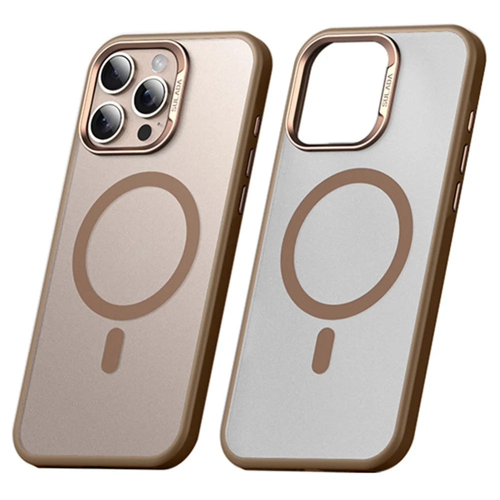 SULADA For iPhone 15 Pro Max Case Compatible with MagSafe Ultra-Thin PC+TPU Phone Cover - Gold - 1