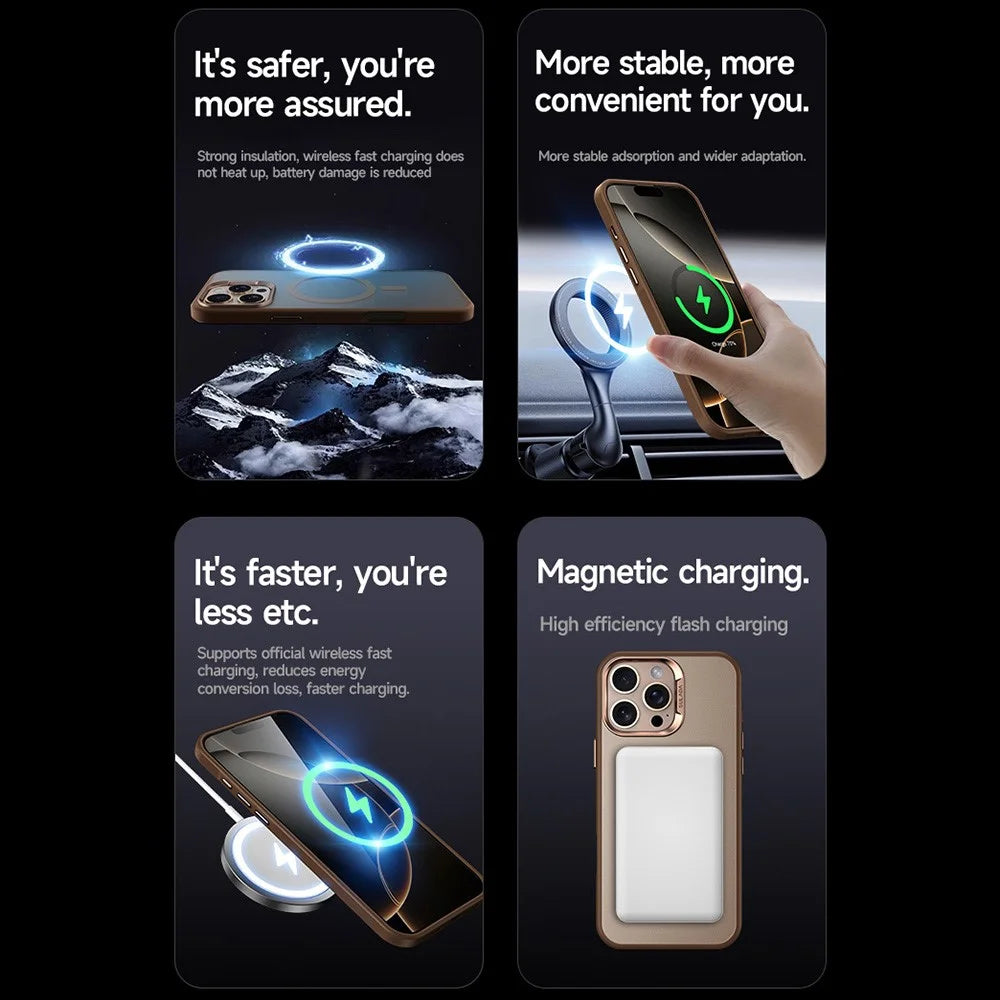 SULADA For iPhone 16 Pro Case Compatible with MagSafe Ultra-Thin PC+TPU Phone Cover - Gold - 3
