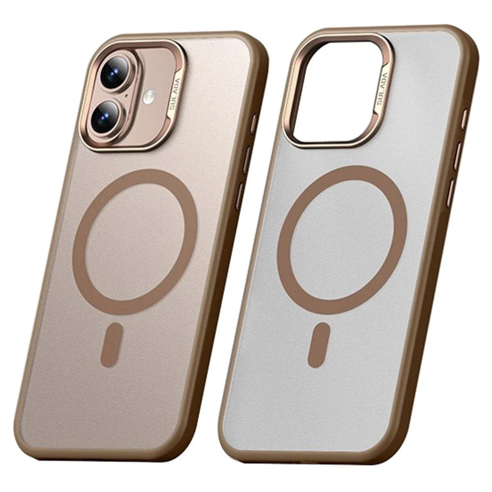 SULADA For iPhone 16 Case Compatible with MagSafe Ultra-Thin PC+TPU Phone Cover - Gold - 1