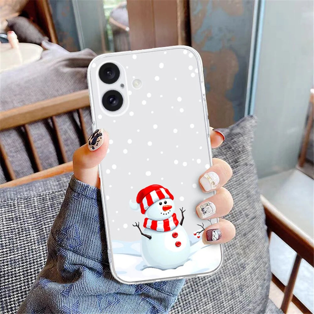 For iPhone 16 Plus Case Christmas Pattern Print Soft TPU Phone Protector - Snowman - 5