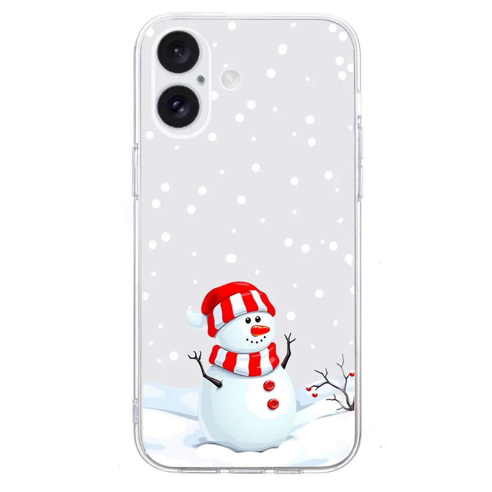 For iPhone 16 Case Christmas Pattern Print Soft TPU Phone Protector - Snowman - 3