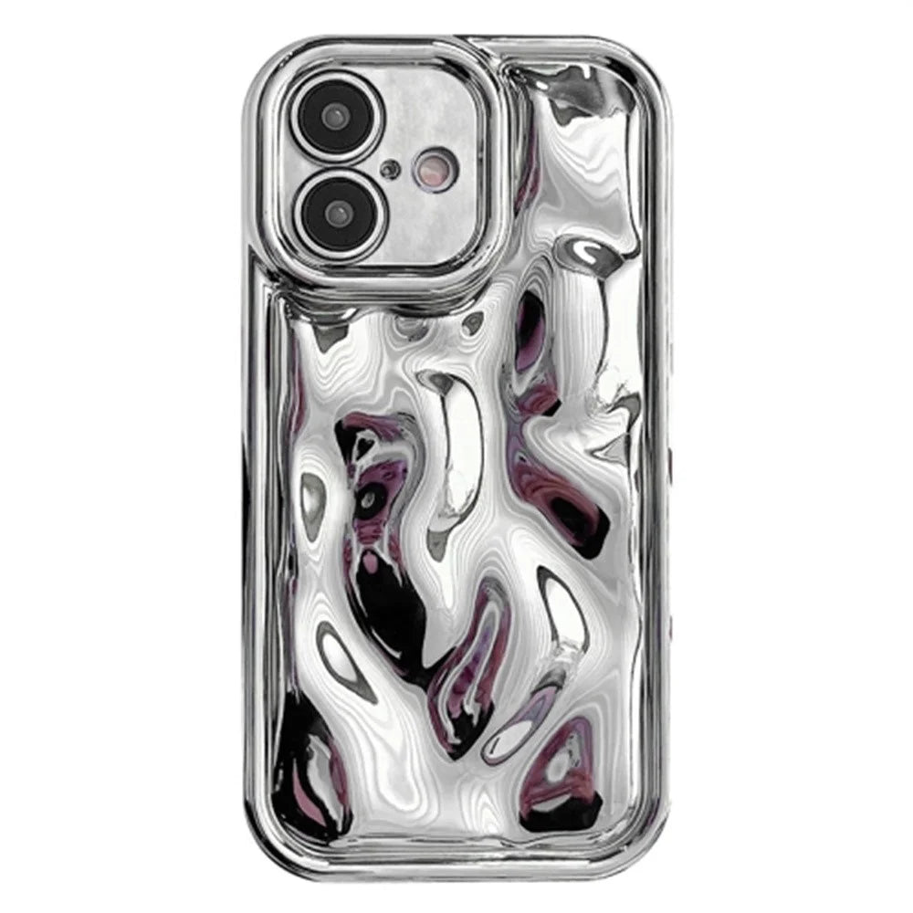 For iPhone 16 Plus Case Electroplated TPU Shell Meteorite Texture Phone Cover - Silver - 1