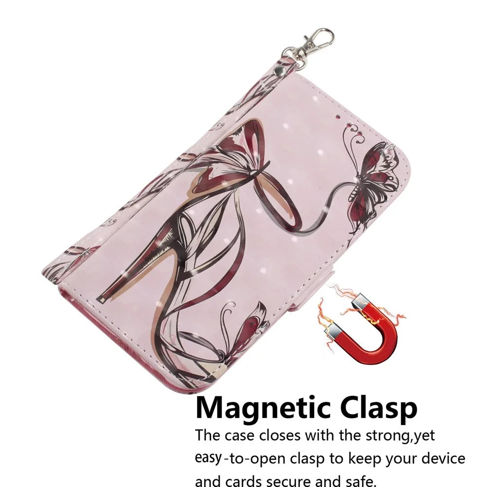 For Samsung Galaxy S25 Ultra Case Pattern Printing Leather Wallet Phone Cover - Butterfly High Heels - 4