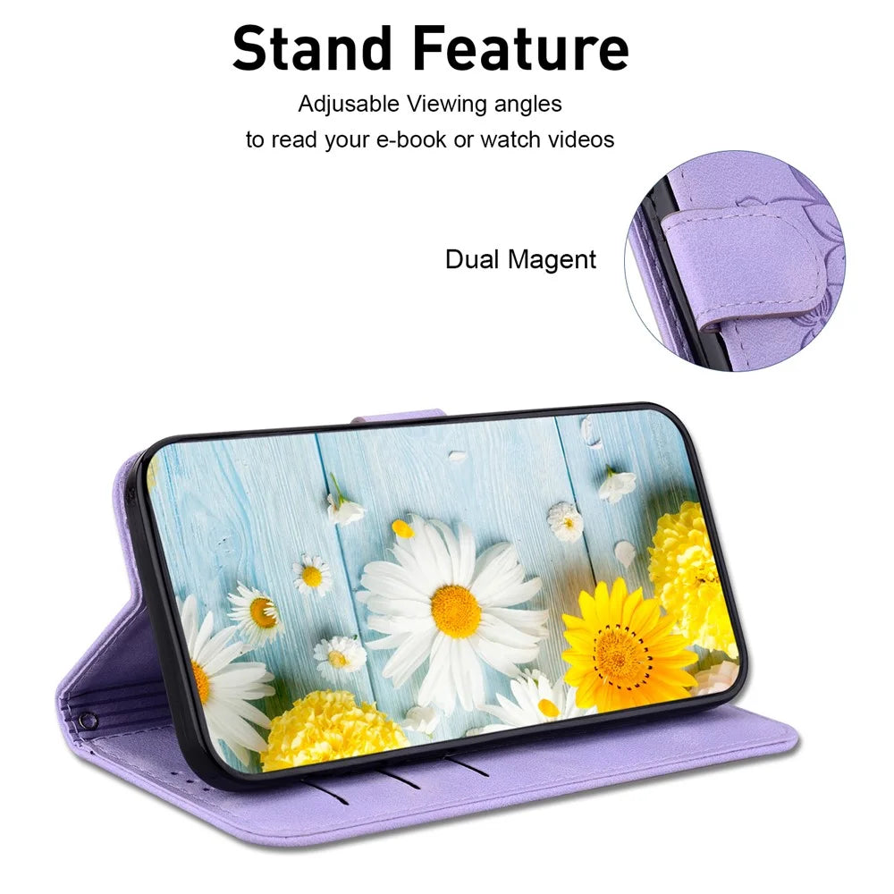 For Samsung Galaxy S25 Ultra Case Lily Flower Imprint Leather Phone Cover with Stand - Purple - 2