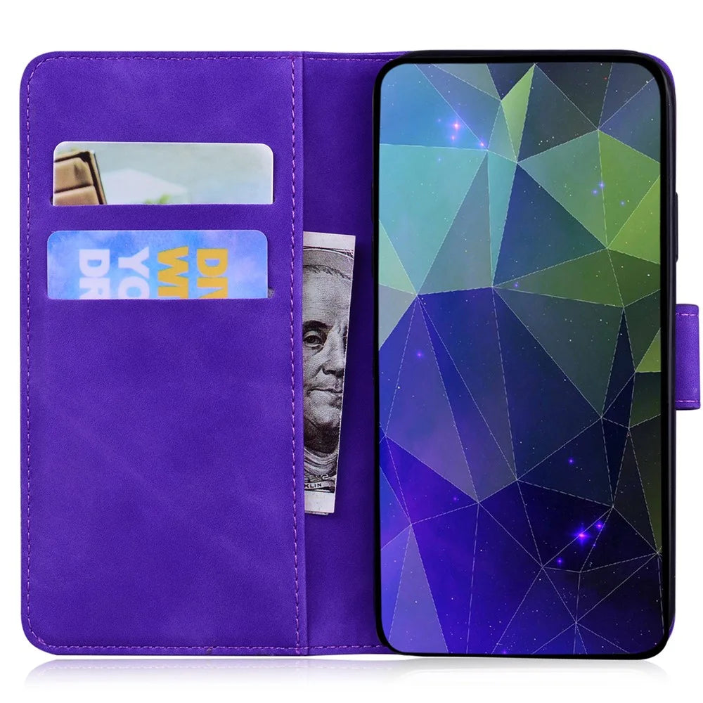 For Samsung Galaxy S25+ Stand Case PU Leather Phone Cover Butterfly Printed - Purple - 2