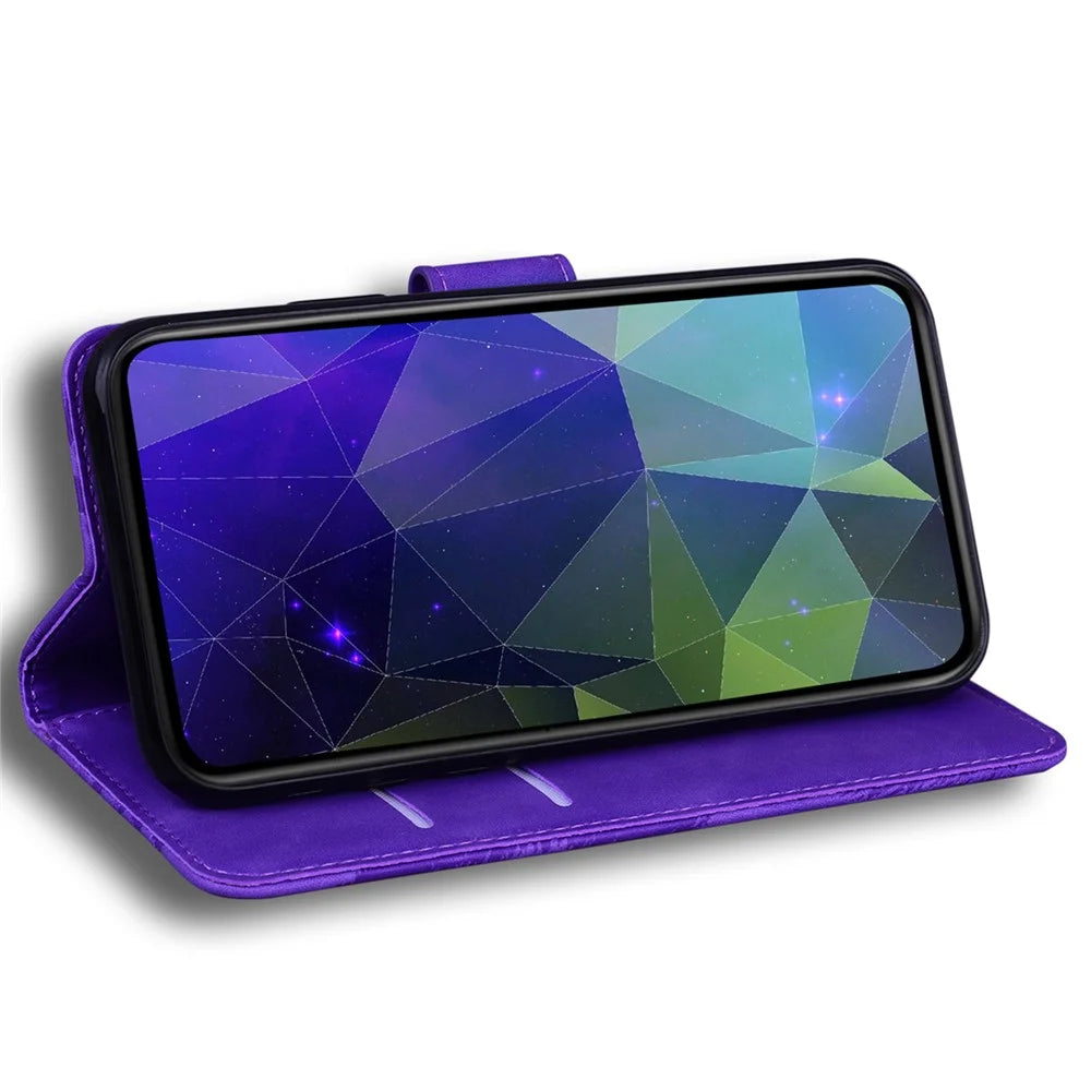 For Samsung Galaxy S25+ Stand Case PU Leather Phone Cover Butterfly Printed - Purple - 3
