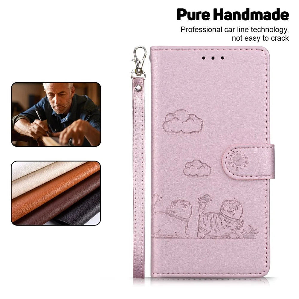 For Samsung Galaxy S25+ Case RFID Blocking Kitten Pattern TPU+PU Leather Phone Cover - Pink - 6