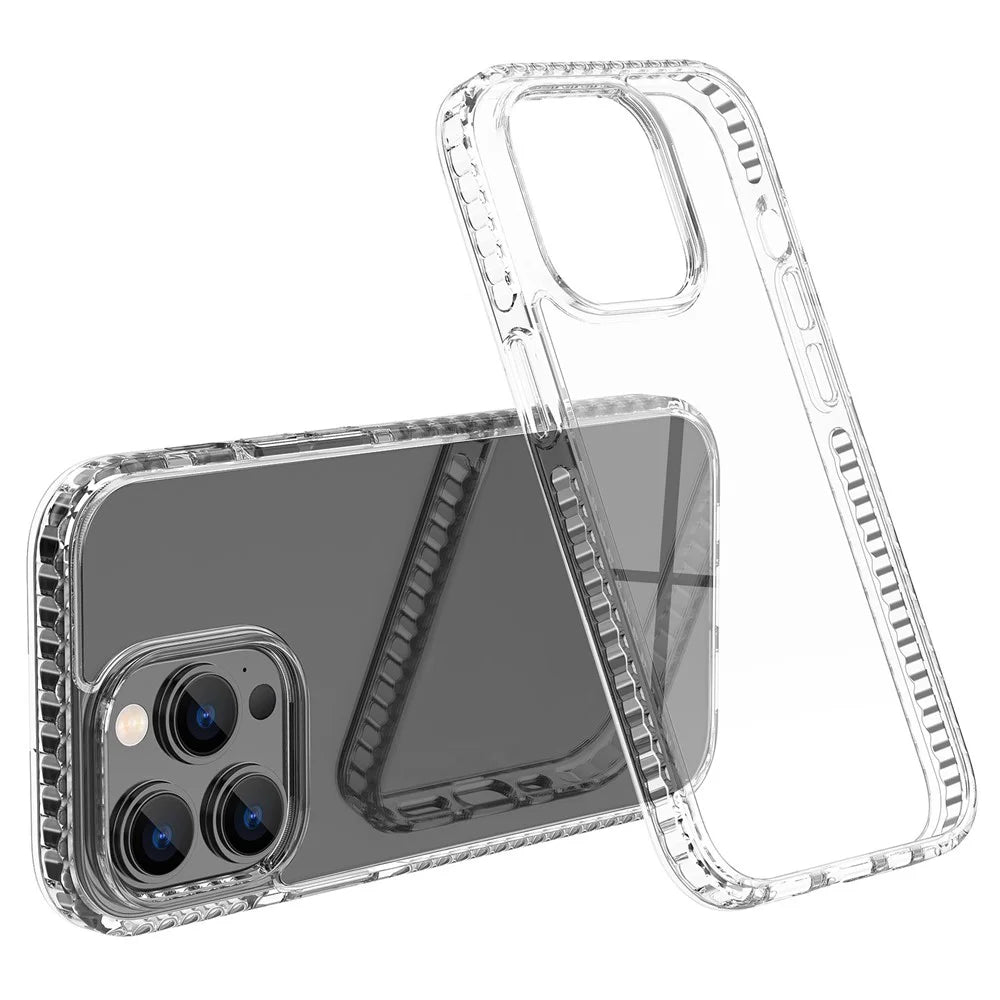 Cell Phone Case for iPhone 14 Pro, HD Clear Plastic+TPU Phone Back Cover Raised Lip Protection Hard Phone Shell - 1