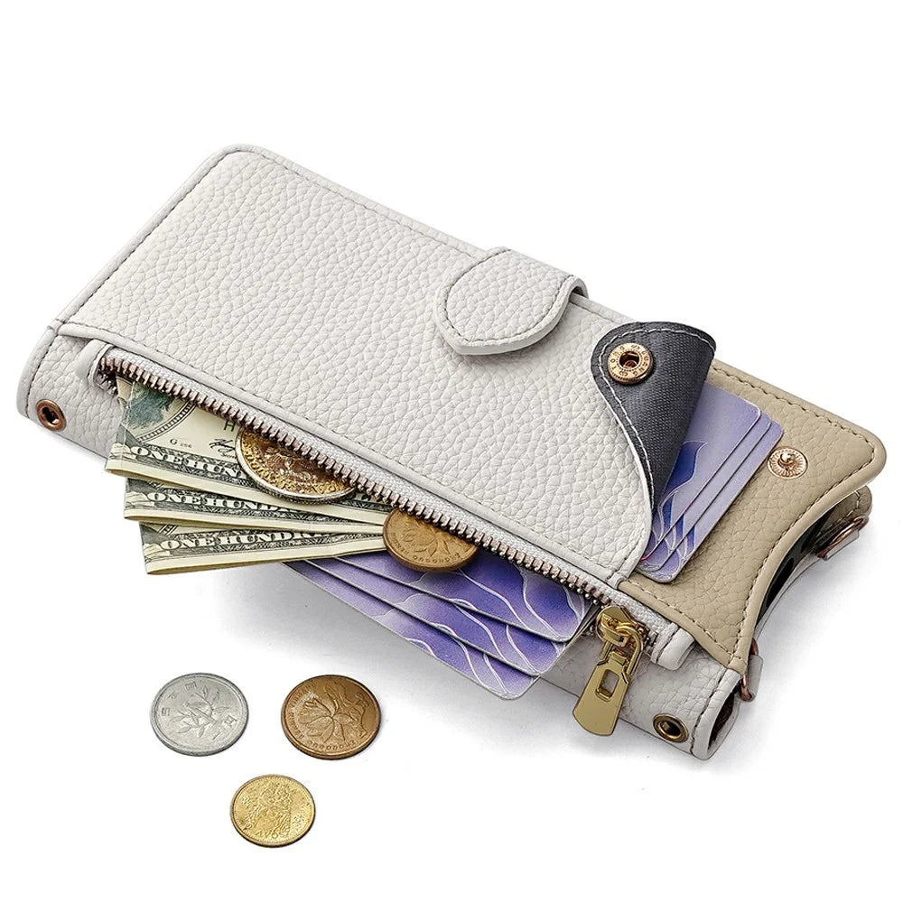 For OnePlus Ace 3 Pro 5G Leather Case Wallet Stand Cover Irregular Tail Style with Chain Strap - White - 4